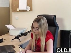Old Young - Blonde blowjob and doggystyle fuck from grandpa young girl sex